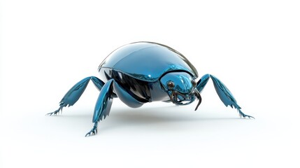 Naklejka premium An impactful display of a bold blue metallic insect artwork that embodies artistic expression intertwined with the elegance found in nature and innovative design concepts.