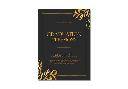Black And Gold Elegant Graduation Invitation Card