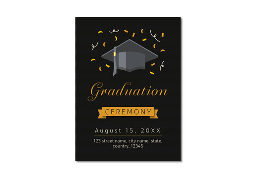 Black And Yellow Elegant Graduation Ceremony Invitations