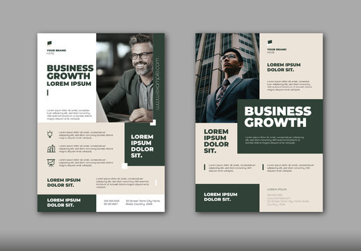 Green And Beige Corporate Business Promotion Flyer Layout