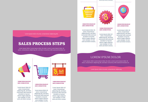 Purple And Pink Modern Sales Infographics Layout