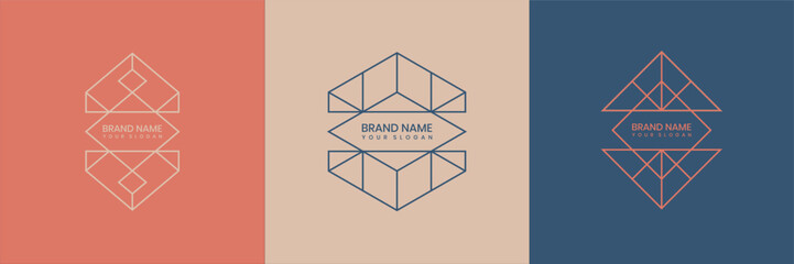 geometric abstract box vector logo set with clean lines, perfect for modern brands