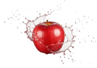 Fresh red apple with splash image for healthy eating and recipes