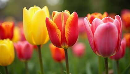 Fototapeta premium Vibrant Tulip Field in Spring