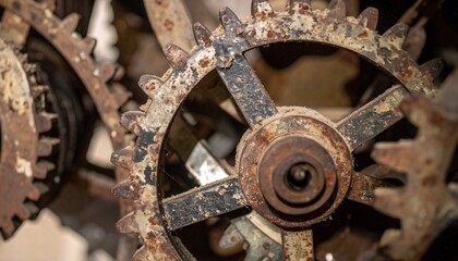 Close cinematic shot of interior gears and rusted mechanisms