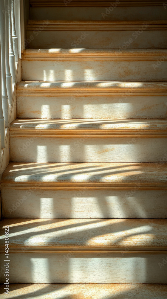 Aufkleber shadow patterns created by a railing on stairs convey abstract beauty in a subtle light during the d
