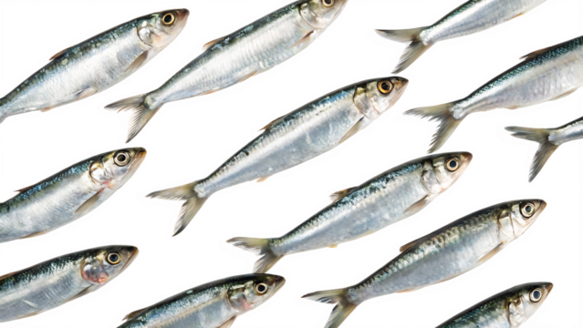 Sardines swimming pattern fresh fish seafood isolated on white background