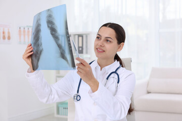 Doctor examining ribs MRI scan in hospital