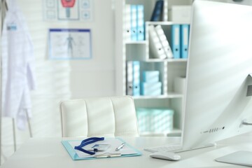 Doctor's workplace with modern computer in office