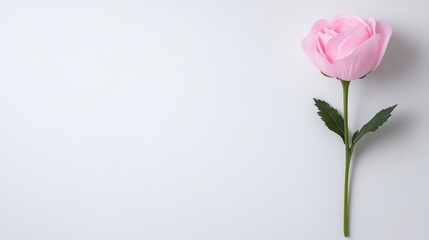 Fototapeta premium Delicate Pink Rose on White Background