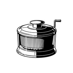 Vintage Hand-Cranked Salad Spinner Retro Kitchen Gadget Illustration