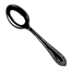 Elegant Ornate Teaspoon Illustration Vintage Cutlery Design