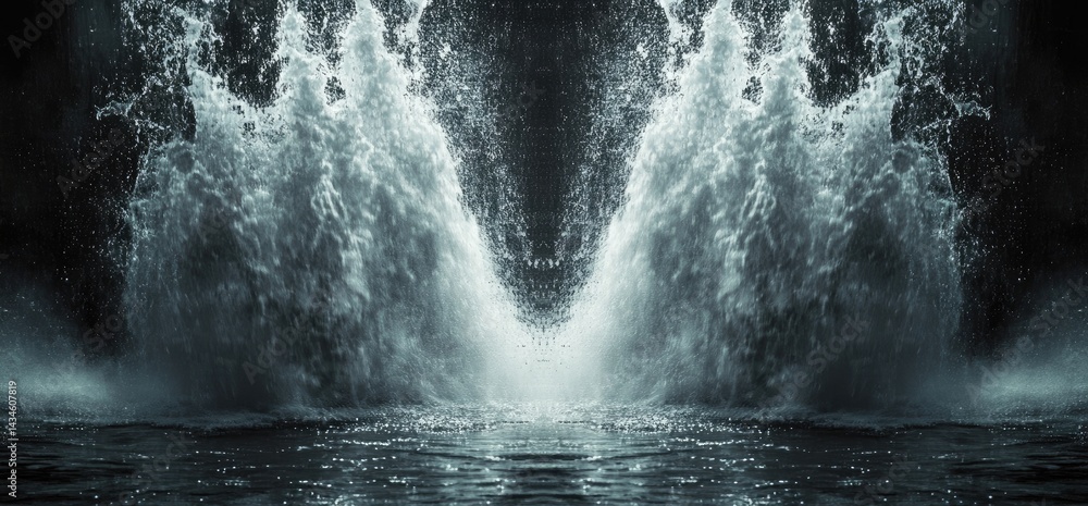Poster crashing waters dynamic motion nature scene power and force