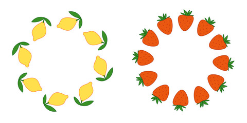 Lemon and strawberry round frames