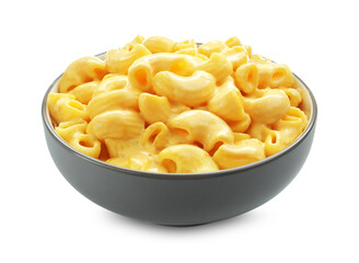 Delicious macaroni and cheese isolated on white