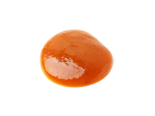 Sample of tasty curry sauce isolated on white