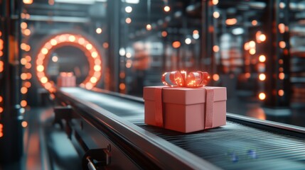 Futuristic parcel handling is achieved through a shipping line that uses conveyor belts, holographic data, and QR code scanning to ensure seamless operations