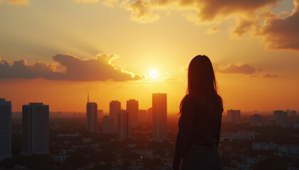 Urban Sunset Silhouette
