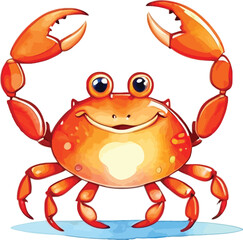 Fototapeta premium Cheerful Cartoon Crab Illustration Cute Aquatic Character For Vector Design Childrens Art And Whimsical Prints
