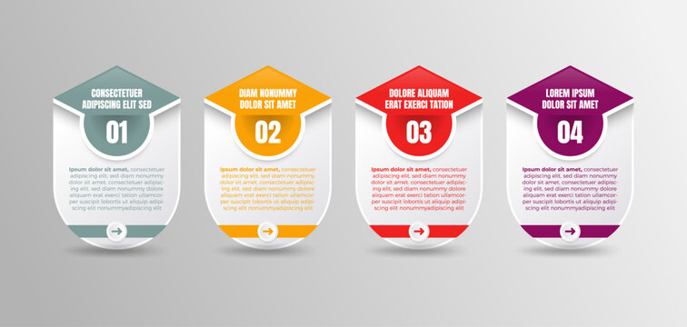 education infographic template design with graduation hat and banners. round infographics design 4 steps template of the latest design trends