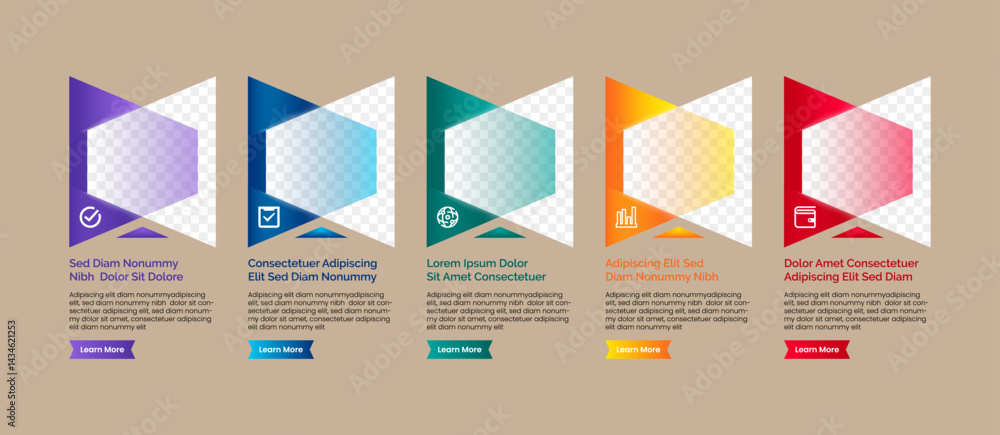 Poster vector infographic company milestone timeline template design with vertical trapezoid shape photo pl