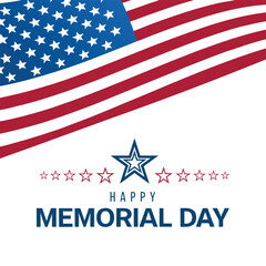 Happy Memorial Day American Flag Banner Vector Graphics Illustrations