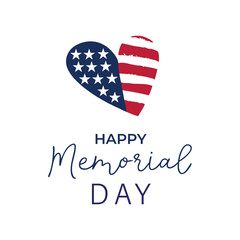 Happy Memorial Day Heart Flag Vector Graphics Illustrations