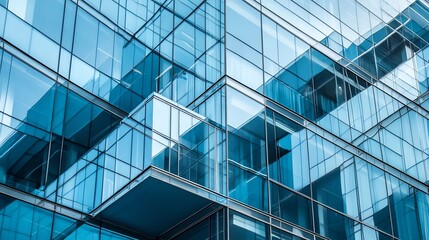 Obraz premium Futuristic Building Architecture With Transparent Glass Walls Metal Framing and Abstract Geometric Design Elements