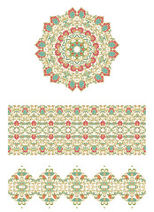 Golden calligraphic floral ornaments, border vector pattern, ornamental laced design, on white background	
