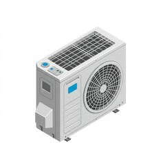 White and Grey Isometric Heat Pump Outdoor Unit