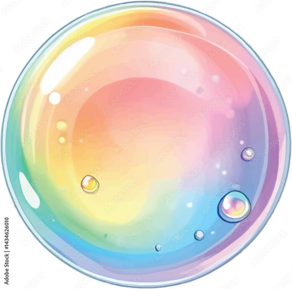 Poster iridescent bubble watercolor style sphere with pastel colors for vector graphics and design elements
