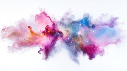 Fototapeta premium Cosmic explosion of vibrant nebulae. Vast expanse of colorful nebulae, with swirling dust and stars. Intricate patterns of cosmic dust clouds