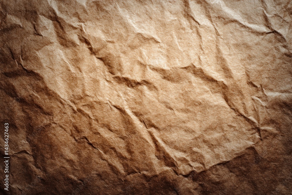Poster textured brown paper background with wrinkles and shadows for design use