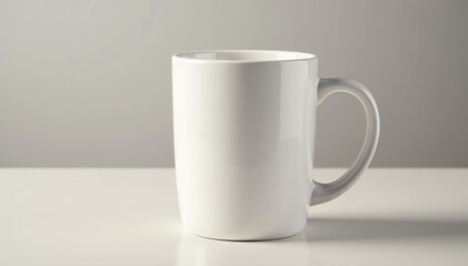 Obraz premium Classic white mug, handle visible, clean background , graphic, tea cup, simple