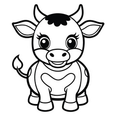 Obraz premium Cute cartoon cow coloring page