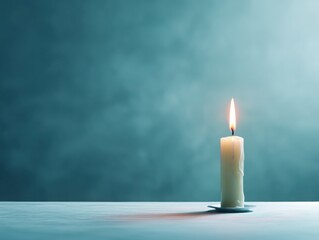 Burning candle with flame 