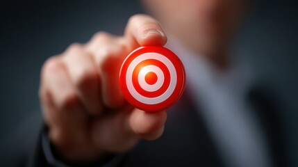 A businessman uses a virtual target icon to illustrate strategic planning for boosting growth and reaching the right customers.