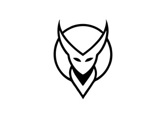 Obraz premium Mystical Icon: A sleek, minimalist illustration of a horned silhouette within a circle, evoking a sense of mystery and ancient symbolism.