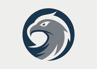 Obraz premium Eagle in Circular Emblem: The striking image of an eagle's profile, rendered in a modern and minimalist design, encircled by a dark navy blue, evoking strength and freedom