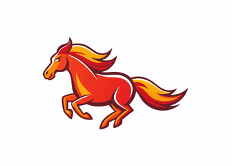 Fiery Horse Emblem: A vibrant, stylized illustration of a majestic horse charging forward, its mane and coat ablaze with warm, dynamic colors.