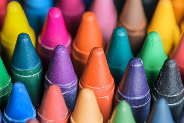 A lively assortment of dazzling, colorful crayons ideal for creative projects and various crafting activities.