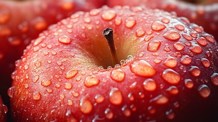 Close up Of Red Apples With Water Droplets