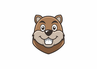 Naklejka premium Happy Beaver Mascot: A delightful, cartoon beaver mascot with a charming smile and a friendly demeanor, ready to bring joy and positivity to any project.