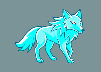 Obraz premium Mystical Arctic Fox: A striking illustration of an arctic fox, radiating an ethereal glow, set against a cool background, invoking a sense of serenity and wonder.