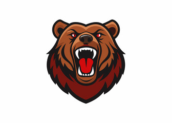 Grizzly Bear Head Mascot : A fierce grizzly bear head mascot, showcasing sharp teeth and a determined expression, ready to represent strength and resilience in any challenge.