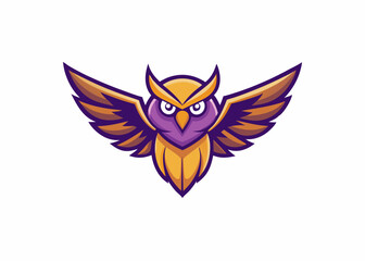 Obraz premium Wise Owl Illustration: An illustration of a majestic owl with outstretched wings, its piercing eyes filled with wisdom and a regal bearing. The owl, a symbol of knowledge and insight.
