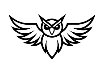 Obraz premium Owl Logo: A bold and striking logo featuring a detailed silhouette of an owl with outstretched wings, exuding an aura of wisdom, vigilance, and intelligence.
