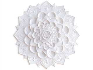 Ornate White Floral Design on White Background