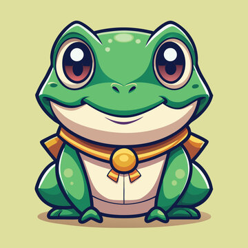 Cute green frog wearing a cape
