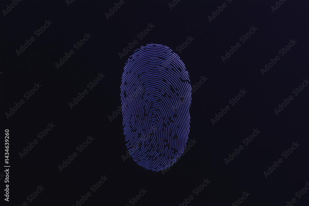 Poster abstract fingerprint impression: an evocative, digital rendering of a fingerprint, its unique ridges